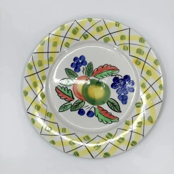 Royal Norfolk 11" Dinner Plate Hand Painted Basketweave Apples Grapes Harvest - Picture 1 of 8